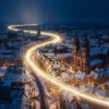 onOffice Roadshow 2026: Stadt mit Leuchtschweif